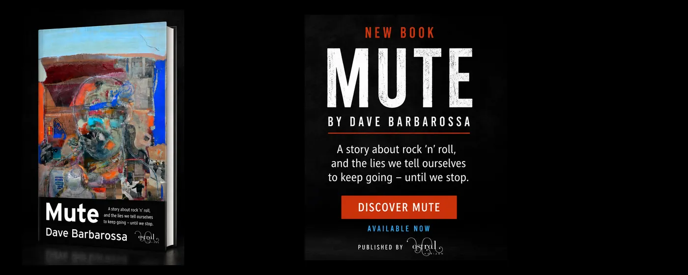 Mute by Dave Barbarossa book cover and promotional banner